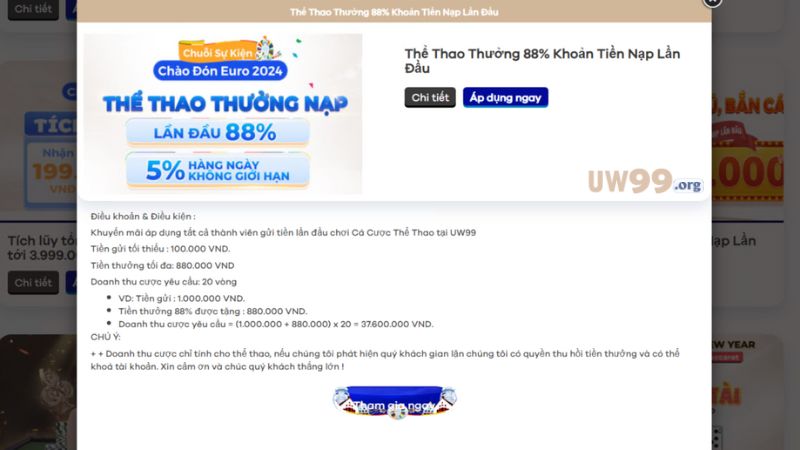 khuyen mai 88 nap lan dau uw99